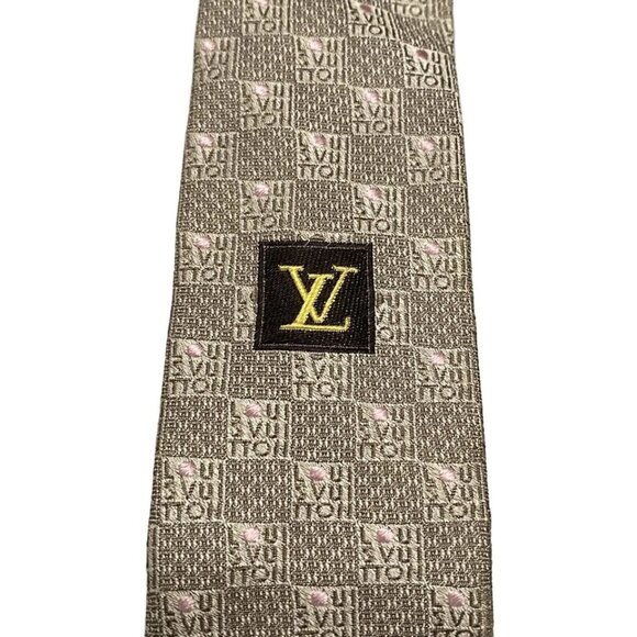 LOUIS VUITTON - Beige Pink Multi Confirmation Men's Tie 132-071825 - Picture 5 of 8